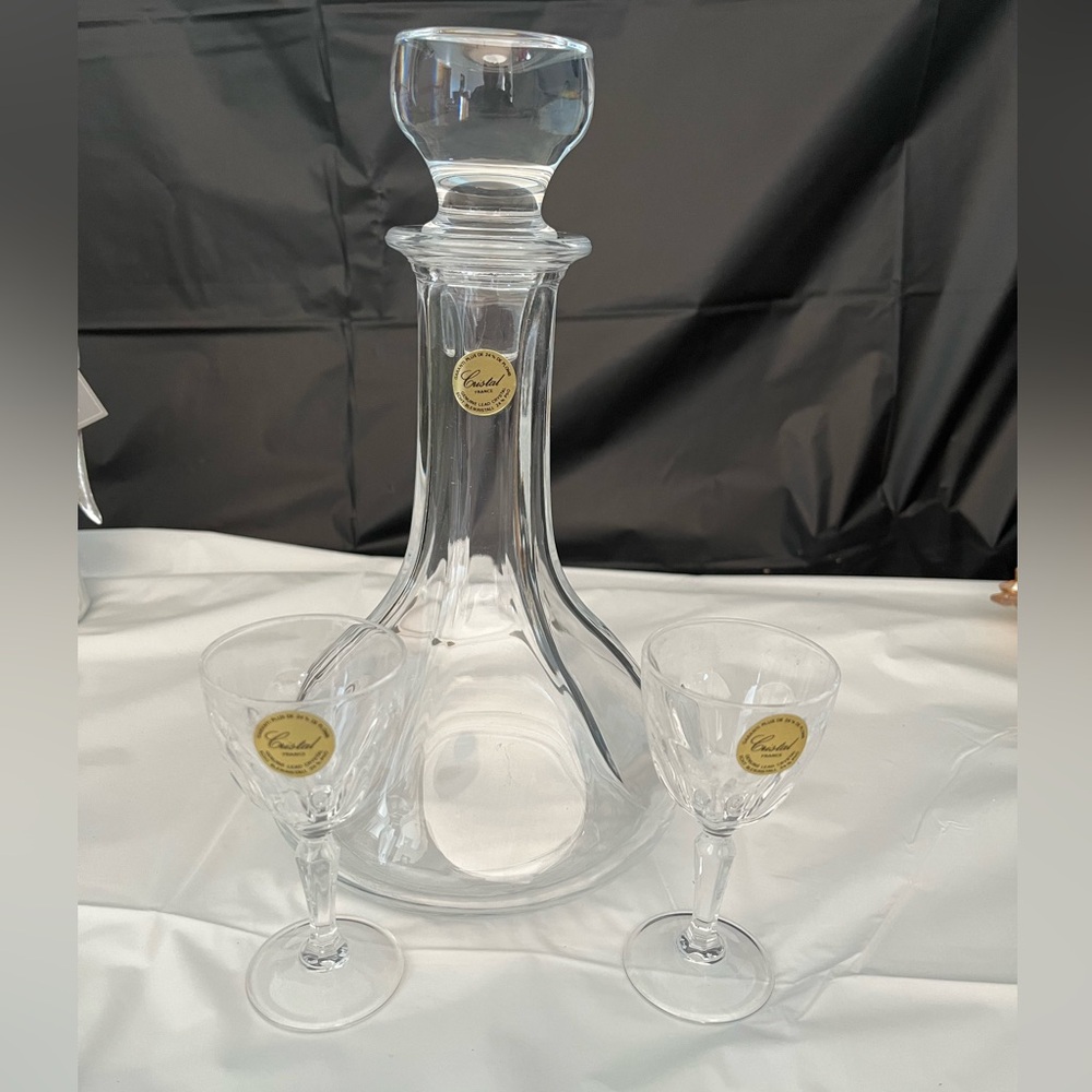 Vintage Paul Sebastian inc crystal decanter and shot glasses